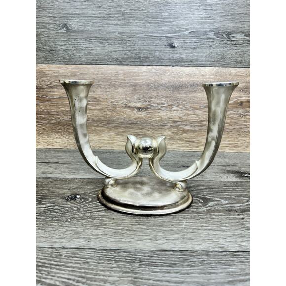 Antique WMF Ikora Germany Silverplate Tulip Art Deco Candelabra Candle Holder - Picture 1 of 13